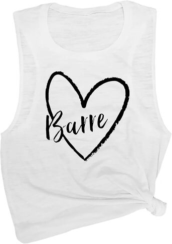 Barre Heart Women's Workout Muscle Tee - Sleeveless Active Wear, Barre Top, Funny Yoga Gym Top - Comfortable Workout Tank Top in Saudi Arabia