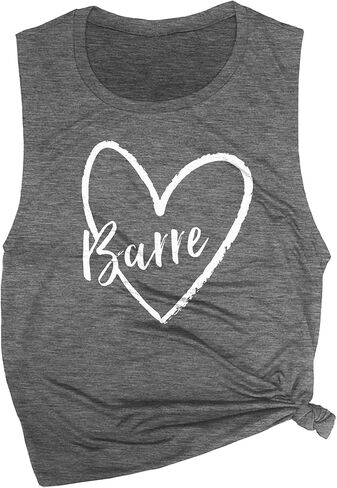 Barre Heart Women's Workout Muscle Tee - Sleeveless Active Wear, Barre Top, Funny Yoga Gym Top - Comfortable Workout Tank Top in Saudi Arabia