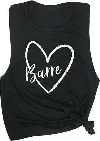 Barre Heart Women's Workout Muscle Tee - Sleeveless Active Wear, Barre Top, Funny Yoga Gym Top - Comfortable Workout Tank Top in Saudi Arabia