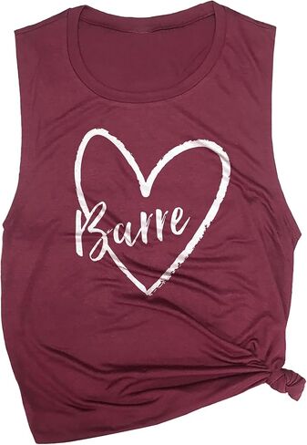 Barre Heart Women's Workout Muscle Tee - Sleeveless Active Wear, Barre Top, Funny Yoga Gym Top - Comfortable Workout Tank Top in Saudi Arabia