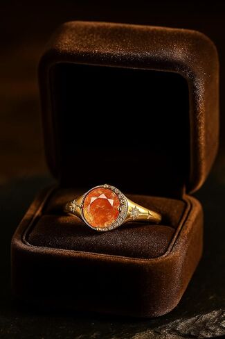 Sunstone Crescent Ring for Women – 18K Gold Plated Vintage Celestial Ring with Star Accents and Natural Sunstone Gemstone – Dainty Astrology-Inspired Jewelry Gift in Saudi Arabia