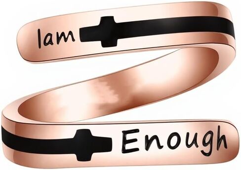 GEHN Inspirational Ring Solid Gold 10K 14K 18K Engraving Encourage Ring Opening Band Encouragement Gifts for Women Men in Kuwait