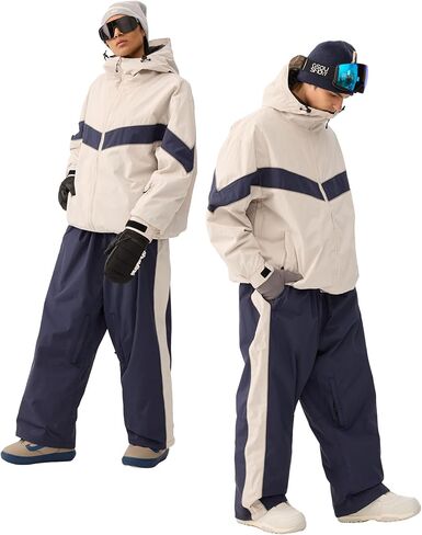 GSOU SNOW Snowboard Pants Mens Womens Retro Baggy Waterproof Reflective Ski Pants Vintage Loose Outwear in Saudi Arabia