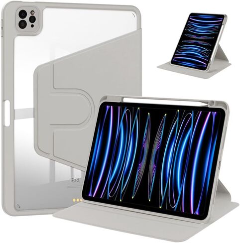 حالة الدوران الأكريليك 360 ° لـ iPad Pro 11 بوصة 4 بوصة 4th/3rd/2nd (2022/2021/2020) مع حامل قلم رصاص ، نوم/استيقاظ تلقائي ، حماية كاملة ، غطاء خلفي شفاف واضح مع حامل (أخضر) in Saudi Arabia