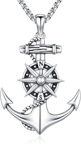 Eusense البوصلة قلادة للنساء الرجال الفضة الاسترليني 925 البوصلة قلادة البوصلة المجوهرات الذكور الإناث القلائد هدايا لعيد ميلاد التخرج الذكرى السنوية عيد الحب هدية لأمي الأب لها له in Kuwait