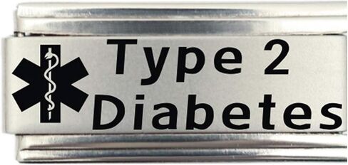 Type 2 Diabetes Medical Alert Italian Charm Bracelet Jewelry Link in Saudi Arabia