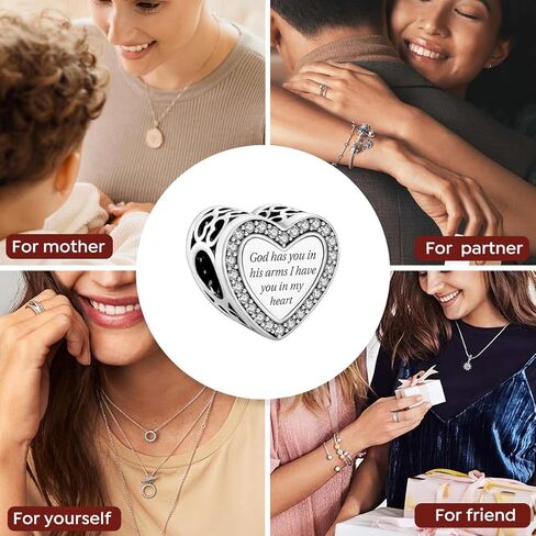 1Pc Silver Charm Fashionablev God's Heart for Women Bracelets Bangles DIY And Daily Outfit Matching Jewelry Decoration For Women Gift For Mom in Saudi Arabia