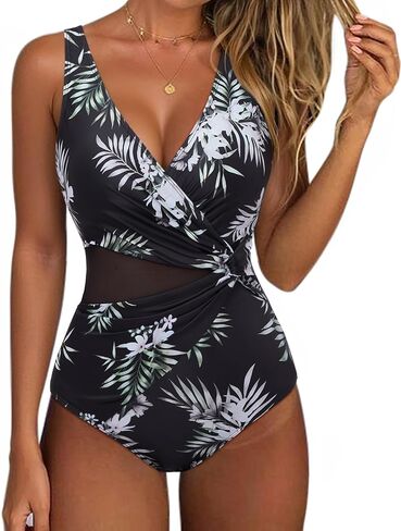SUUKSESS Women Sexy Mesh Tummy Control One Piece Swimsuit Push Up Bathing Suit in Saudi Arabia