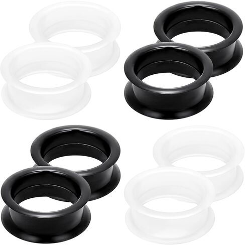 Kridzisw 10G-20mm High Elasticity Silicone Ear Gauges Plugs Tunnels Earrings Flexible Double Flare Tunnels Expander Stretching Kit Gauge Earlets Plugs for Women Men Black Clear in Saudi Arabia
