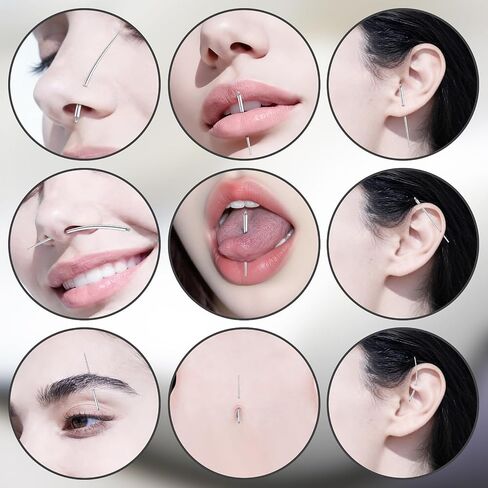 Msndnkwo 316L الفولاذ الجراحي ميدوسا ثقب المجوهرات | 16G خيط داخلي مسطح الظهر ترصيع Labret | مجموعة أقراط مونرو ليب تراغوس هيليكس الغضروفية | 6 مللي متر-12 مللي متر + قمم تشيكوسلوفاكيا in Kuwait