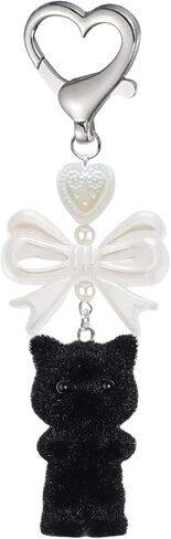 Cute Cat Keychain, Plush Cat Pendant with Heart and Bow, Aesthetic items for Cat Lovers, Cat Lovers Keychain, Kawaii Cat Bag Charm in Saudi Arabia