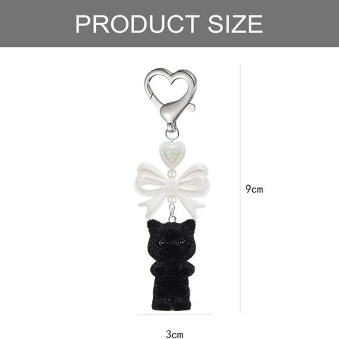 Cute Cat Keychain, Plush Cat Pendant with Heart and Bow, Aesthetic items for Cat Lovers, Cat Lovers Keychain, Kawaii Cat Bag Charm in Saudi Arabia