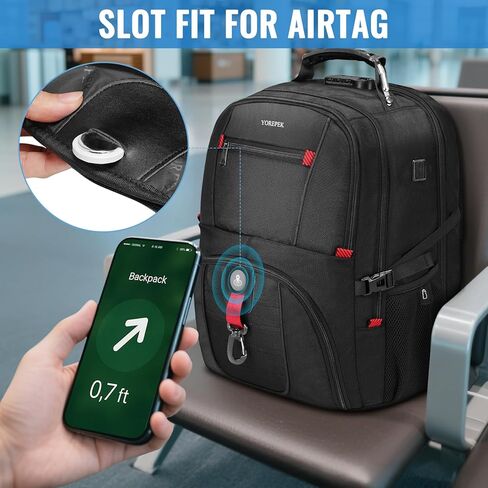 حقيبة الظهر المحمولة الكبيرة Yorepek للرجال ، حقيبة العلامة الجوية ＆ RFID تمنع حقيبة الظهر المضادة للسرقة ، معتمدة شركات الطيران مع ميناء شحن USB ، الجيب المعزول ، حقيبة الكتب المقاومة للماء تناسب 17 بوصة ، أسود محمول in Kuwait