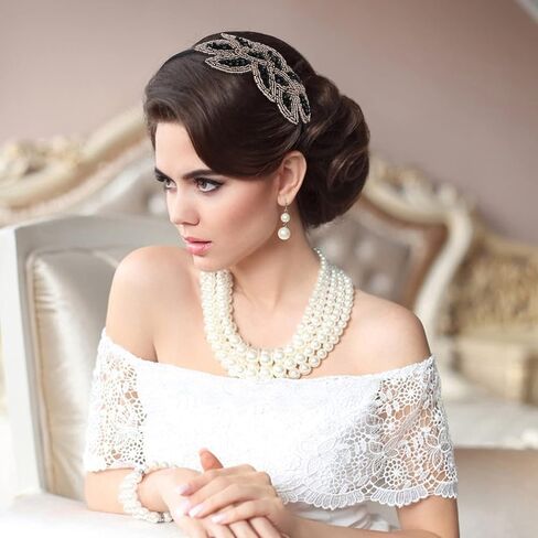Sibba 1920s Headbands for Women Head Bands Accessories Crystal Bridal Wedding Black Headpiece 20s Rhinestone Flapper Vintage Hair Valentines Accessory for Girls Costume Prom Party Retro (Black Gold) in Saudi Arabia