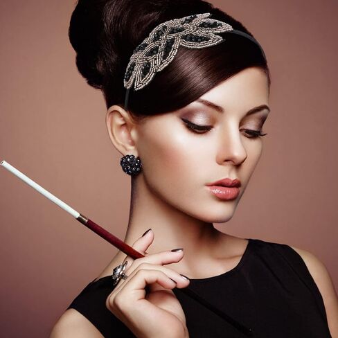 Sibba 1920s Headbands for Women Head Bands Accessories Crystal Bridal Wedding Black Headpiece 20s Rhinestone Flapper Vintage Hair Valentines Accessory for Girls Costume Prom Party Retro (Black Gold) in Saudi Arabia
