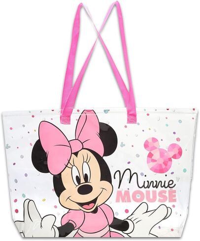 Disney Minnie Mouse Clear Tote Bag - Bundle with Clear Purse for Beach, Groceries, Storage Plus Stickers, More | Minnie Mouse Shoulder Bag for Women in Saudi Arabia