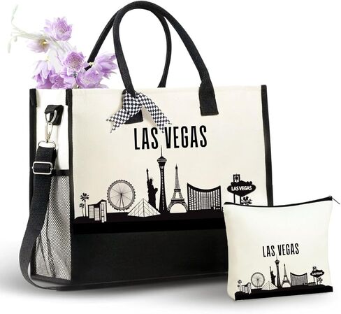 حقيبة حمل قماشية من InnoBeta Las Vegas City Skyline Gifts لمحبي لاس فيغاس، للنساء، هدايا خريطة الأفق لعيد الميلاد وأعياد الميلاد وعيد الشكر in Saudi Arabia