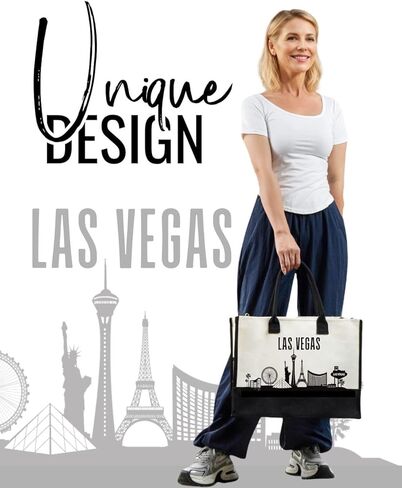 حقيبة حمل قماشية من InnoBeta Las Vegas City Skyline Gifts لمحبي لاس فيغاس، للنساء، هدايا خريطة الأفق لعيد الميلاد وأعياد الميلاد وعيد الشكر in Saudi Arabia