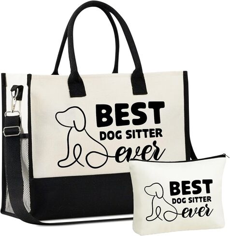 InnoBeta Dog Sitter Thank You Gifts, Canvas Tote Bag, Tote with Top Zipper Closure and Shoulder Strap in Saudi Arabia