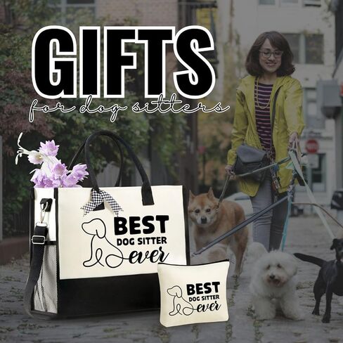 InnoBeta Dog Sitter Thank You Gifts, Canvas Tote Bag, Tote with Top Zipper Closure and Shoulder Strap in Saudi Arabia