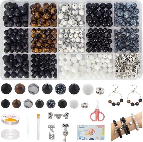 Stone Beads for Jewelry Making, Charm Bracelet Making Kit, 450Pcs Beads for Bracelets Making Kit DIY Magnetic Bracelets for Couples Lovers in Saudi Arabia