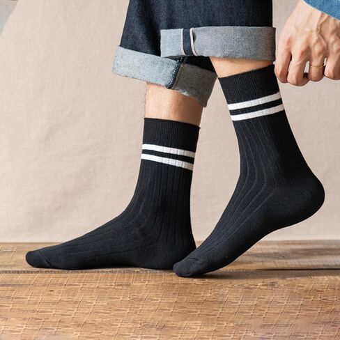 Crew Socks for Men Striped Breathable Casual Running Socks 5/10 Pairs in Saudi Arabia