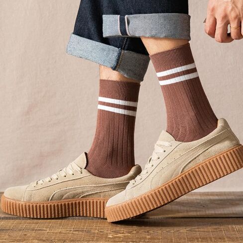 Crew Socks for Men Striped Breathable Casual Running Socks 5/10 Pairs in Saudi Arabia