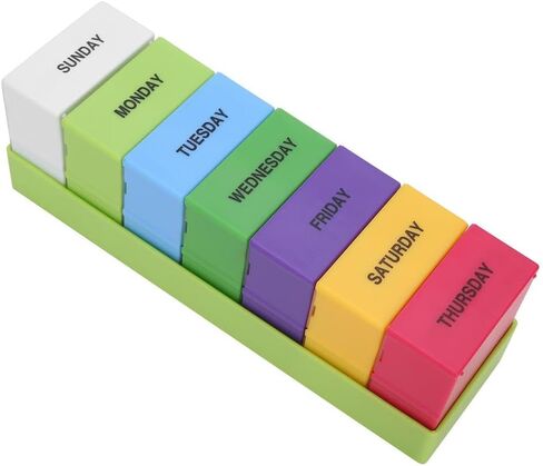 Large Capacity Weekly Medicine Organizer Seven Color Rectangular Pill Storage Box in Saudi Arabia