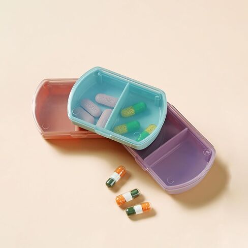 3PCS Small Pill Case Small Pill Organizer Pill Storage Device Portable Travel Pill Box Daily Medicine Storage Box 2 Compartments Pill Holder Pill Container for Vitamins, Fish Oil, Supplements in Saudi Arabia
