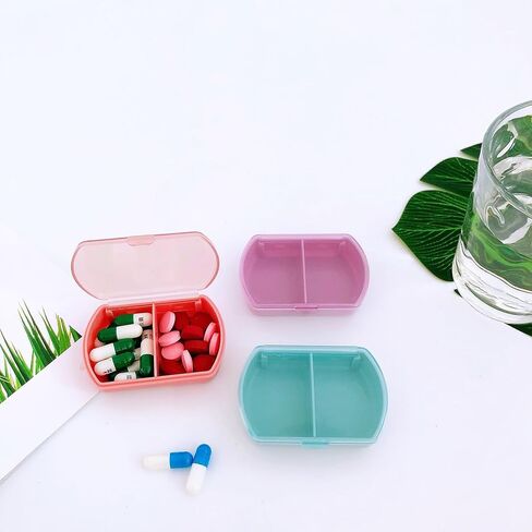 3PCS Small Pill Case Small Pill Organizer Pill Storage Device Portable Travel Pill Box Daily Medicine Storage Box 2 Compartments Pill Holder Pill Container for Vitamins, Fish Oil, Supplements in Saudi Arabia