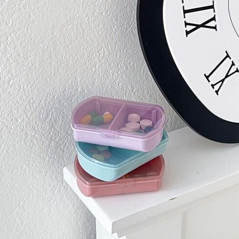 3PCS Small Pill Case Small Pill Organizer Pill Storage Device Portable Travel Pill Box Daily Medicine Storage Box 2 Compartments Pill Holder Pill Container for Vitamins, Fish Oil, Supplements in Saudi Arabia