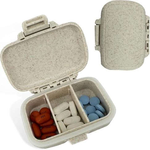 منظم حبوب الدواء للسفر من YourRx - حافظة حبوب الدواء متينة ومضادة للماء بحجم مناسب للسفر مع 3 مقصورات - حقيبة سفر صغيرة الحجم للفيتامينات والمكملات الغذائية والأدوية - حاوية حبوب السفر للمحفظة (برتقالي) in Kuwait