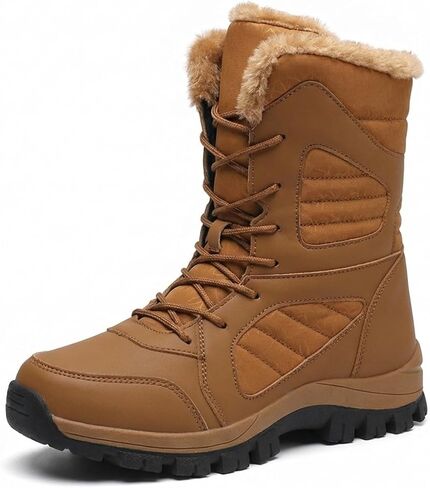 Silanway Women's Fashionable Outdoor Faux Fur Lined Snow Boots, Waterproof Insulated Anti-Slip Winter Warm Shoes for Cold Weather in Saudi Arabia