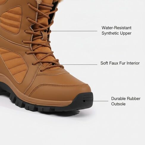 Silanway Women's Fashionable Outdoor Faux Fur Lined Snow Boots, Waterproof Insulated Anti-Slip Winter Warm Shoes for Cold Weather in Saudi Arabia