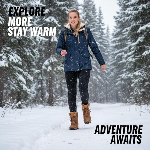 Silanway Women's Fashionable Outdoor Faux Fur Lined Snow Boots, Waterproof Insulated Anti-Slip Winter Warm Shoes for Cold Weather in Saudi Arabia