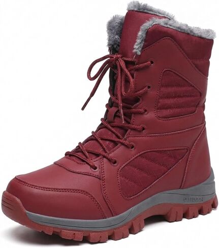 Silanway Women's Fashionable Outdoor Faux Fur Lined Snow Boots, Waterproof Insulated Anti-Slip Winter Warm Shoes for Cold Weather in Saudi Arabia