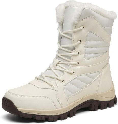 Silanway Women's Fashionable Outdoor Faux Fur Lined Snow Boots, Waterproof Insulated Anti-Slip Winter Warm Shoes for Cold Weather in Saudi Arabia