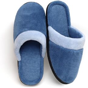 Murmur Slippers for Women's House Non-slip Indoor Bedroom Slide Sandals Slip on Shoe with White/Blue Soft Comfy Cute Warm Washable Mama Sister Ladies Gifts Fuzzy Foam Pillow Cotton livingroom wear in Saudi Arabia