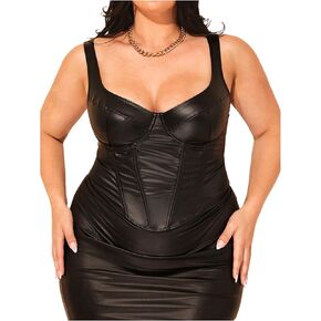 Floerns Women's Plus Size Sleeveless Corset Tops Leather Bustier Cami Tank Top in Saudi Arabia