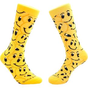 جوارب Happy Smiley Emoji Face Crew - 3 مقاسات - كبير ومتوسط ​​وصغير in Kuwait