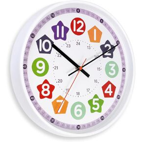 Aurowit Learning Wall Clock 12 Inch –Time Teaching Non-Ticking Battery Operated Wall Clock for Classroom, Bedroom, Homeschool, Christmas in Saudi Arabia