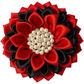 Red and Black 4.5" Triple Sorority Paraphernalia Flower Brooch Pin for Women, Greek Organization, Delta Sigma Theta Sorority Inspired for D9 Events, Conferences, Luncheons, J13 in Kuwait