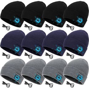 Honoson 12 Pack Bluetooth Beanies Hats Bulk Wireless Warm Winter Knitting Music Hats with Headphone for Unisex Outdoor Sports in Saudi Arabia
