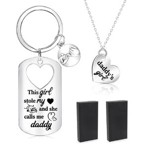 Konsait Dad Keychain ابنة قلادة من أبي، هدايا عيد الميلاد للابنة الأب، سلسلة مفاتيح الأب هذه الفتاة سرقت قلبي وهي تدعوني بابا سلسلة مفاتيح فتاة هدايا الأب in Kuwait