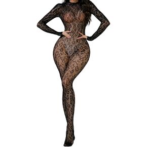 Fairydreamy Women Sexy Exotic Leopard Bodysuit One-piece Bodystocking Outfits Clubwear in Saudi Arabia