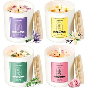 AOOVOO Christmas Candles Set - Aromatherapy Candle with Crystals Inside, 4 Pack 40oz Soy Candles Set for Home Scented, Christmas Birthday Gifts Candle for Women Mom in Kuwait