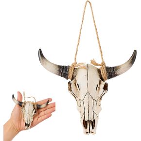 KIWZZXXKW Halloween Cow Skull Wall Decor, Western Longhorn Skull Wall Decor, Farmhouse Decor Wall Sculptures for Living Room Bedroom Indoor Outdoor (Brown) in Saudi Arabia