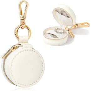 Aiokuo Travel Jewelry Box with Keychain – Mini Ring Holder and Jewelry Organizer Case for Women, Portable Compact Ring Box for Earrings, Necklaces & Travel Storage in Saudi Arabia