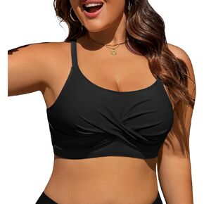 Women Plus Size Bikini Top - Push Up Twist Front Swim Top Full Coverage Swimsuit Tops Bathing Suit Bra for Large Bust in Saudi Arabia
