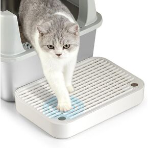 Litter Box Step, Litter Box Ramp/Catcher with Wooden Base, Anti-Tracking & Easy to Clean, Ideal for Small & Elderly Cats in Kuwait